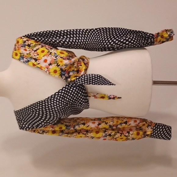 NWT For Love & Lemons Anya crop top front tie long sleeve floral XS - Picture 9 of 16